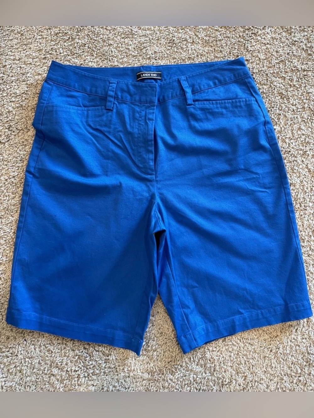 Land’s End Mid Rise Bermuda Shorts, Blue, Size 10 Tall